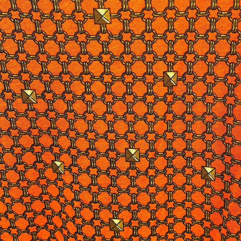 MICHAEL Michael Kors Cap Sleeve Vibrant Orange Chain Pattern Shirt Top *Size S* - Picture 3 of 4